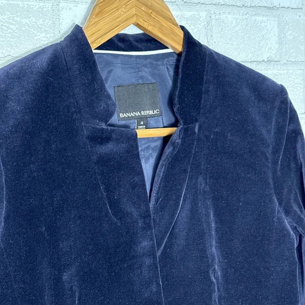 Banana Republic Velvet‎ Blazer Women 4 Preppy Dark Academia Equestrian Office